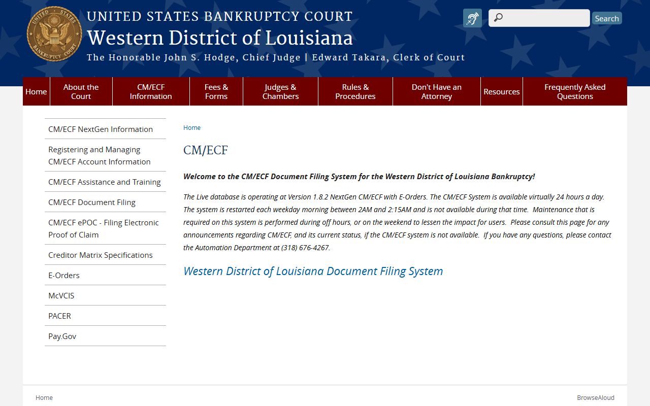 Vernon Parish arrest records and court charge records in a federal CM ECF source