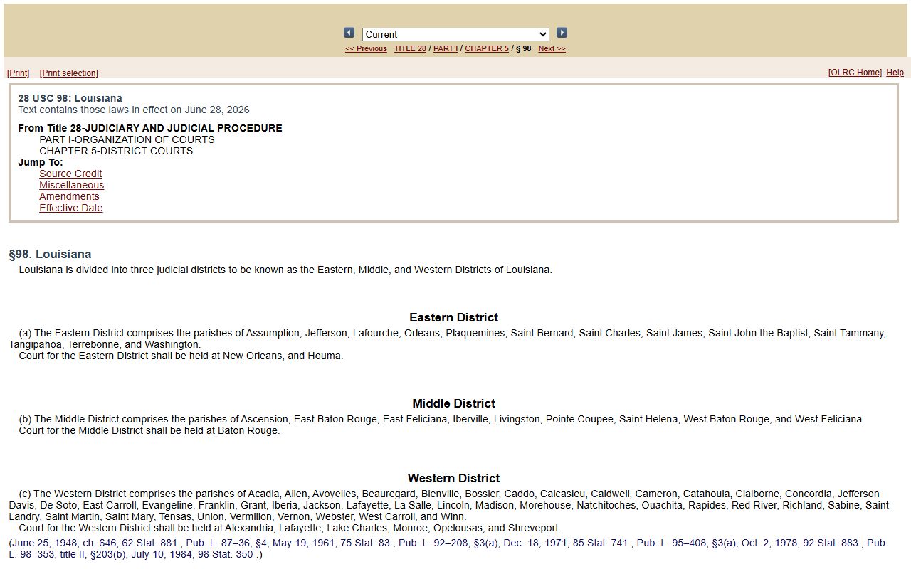 Vernon Parish arrest records and federal judicial district boundary source
