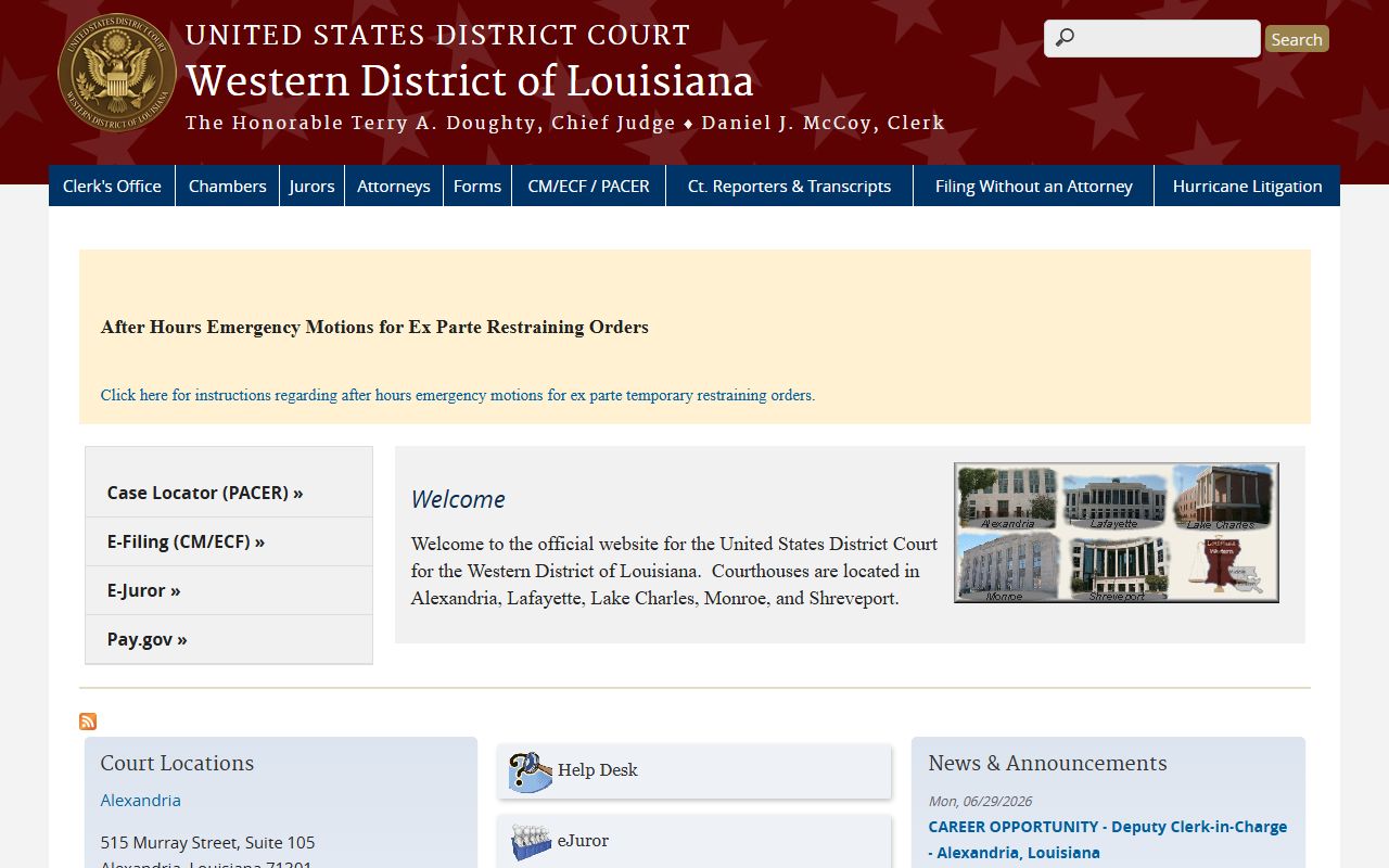 Vernon Parish court dockets Western District federal court