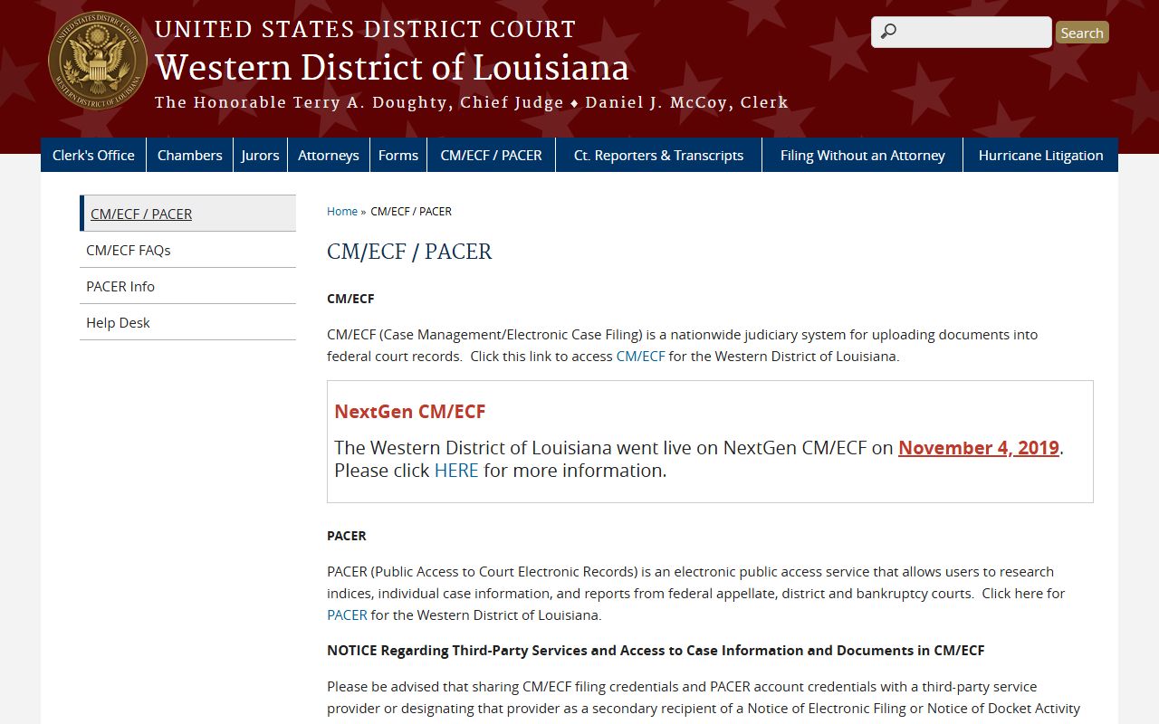 Vernon Parish court dockets Western District CMECF PACER