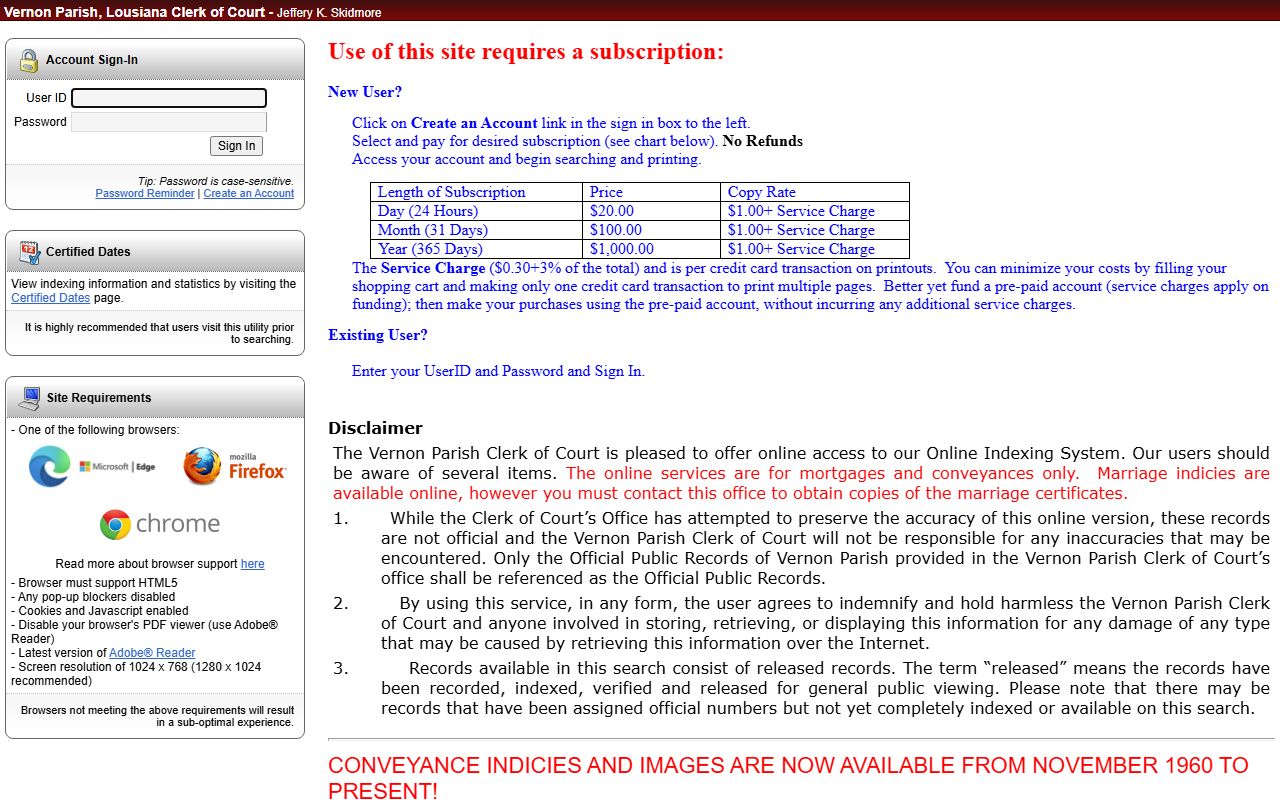 Vernon Parish court records COTT eSearch login