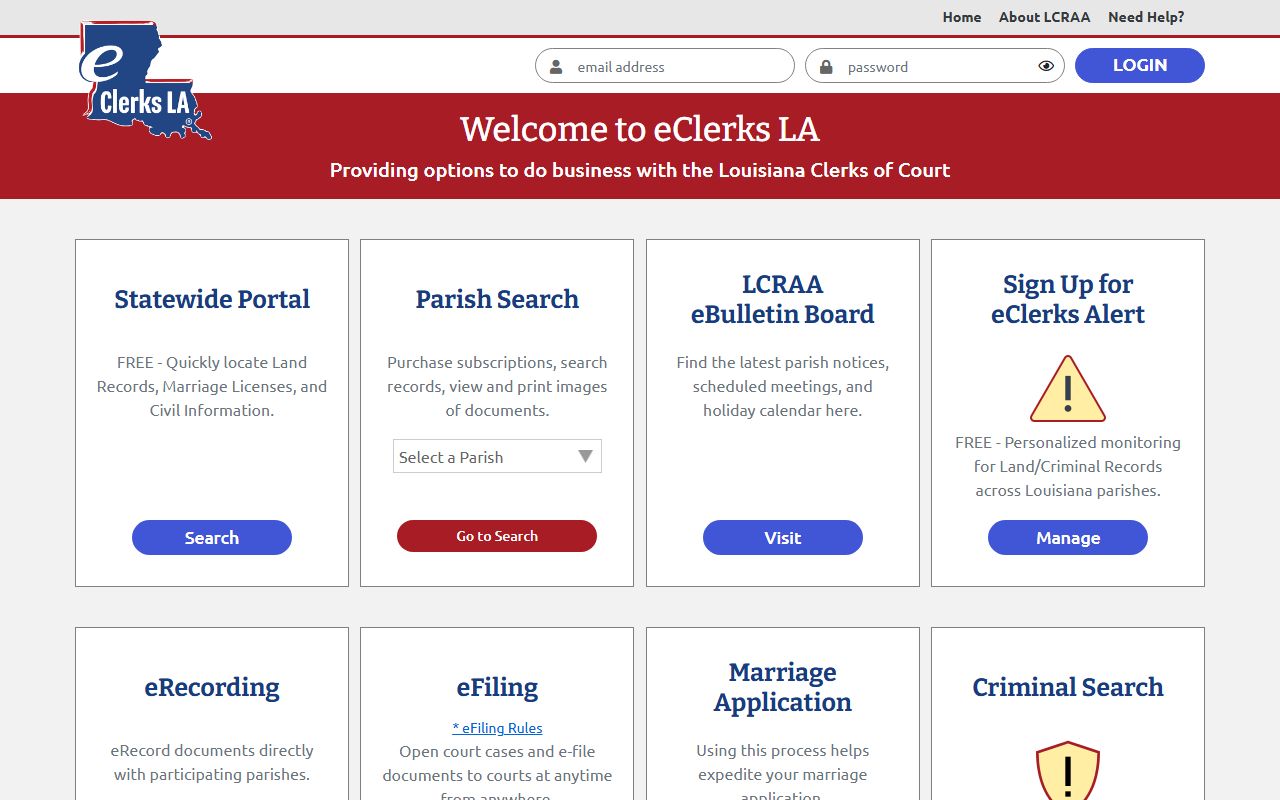 Vernon Parish court records eClerks LA portal