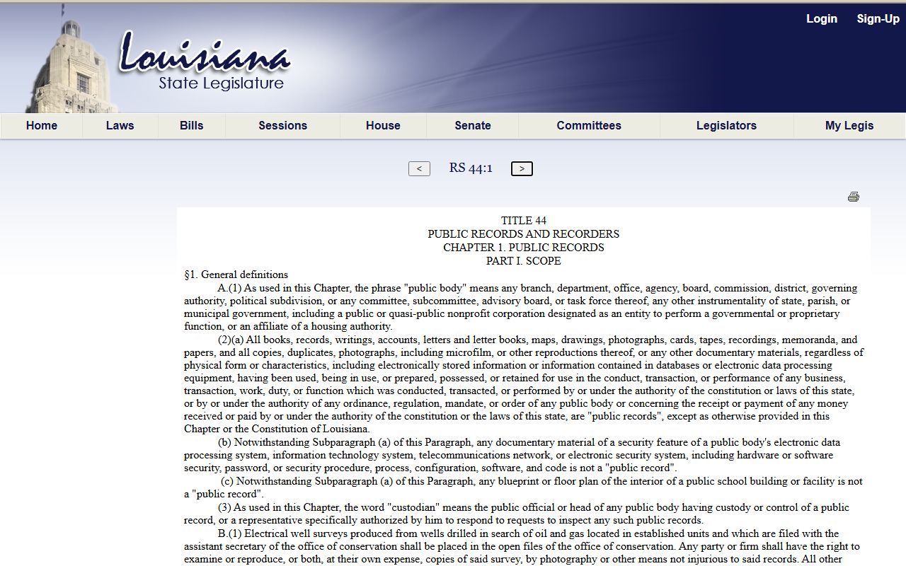 Vernon Parish court records Louisiana public records definition