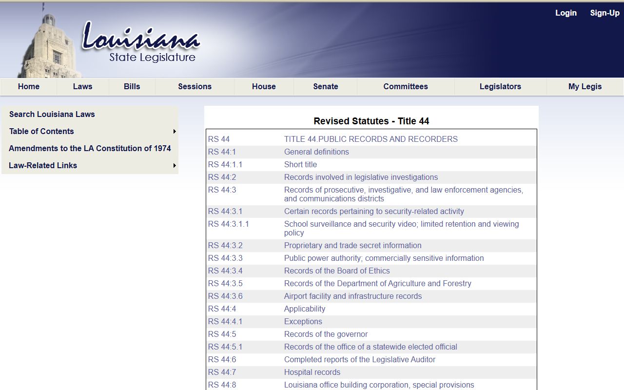 Vernon Parish court records Louisiana Title 44 access laws