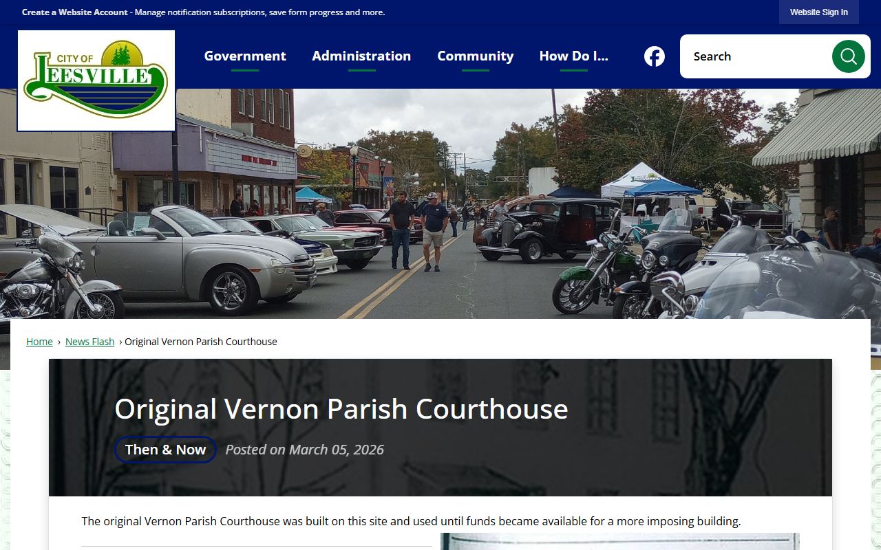 Vernon Parish court records original courthouse history