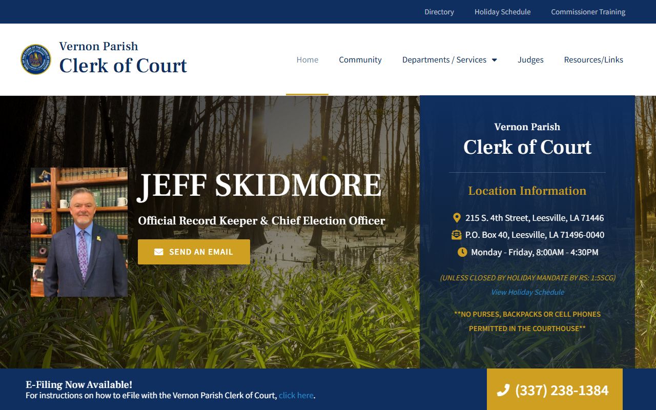 Vernon Parish court records Clerk of Court homepage