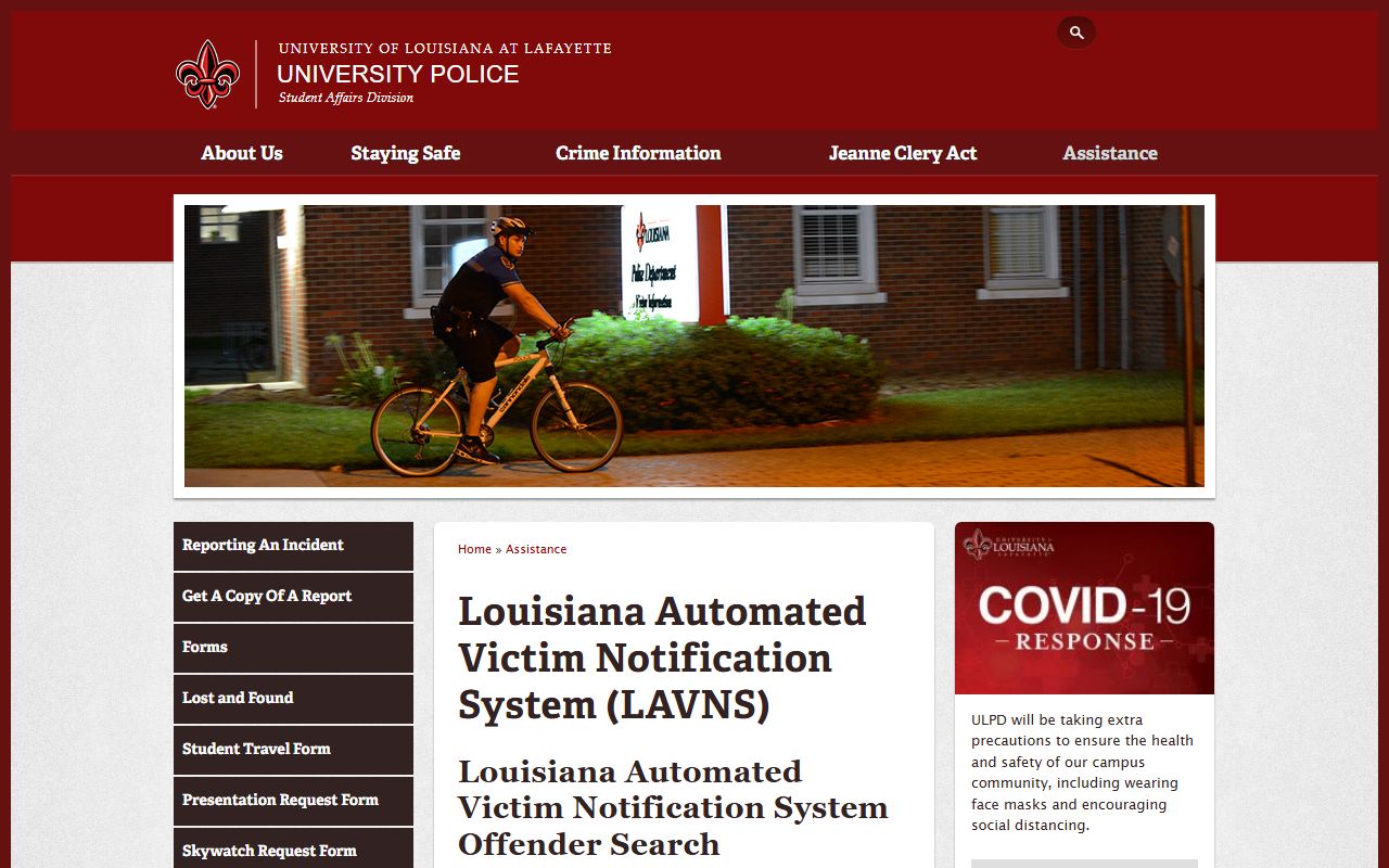 Vernon Parish inmate records LAVNS custody notification explanation