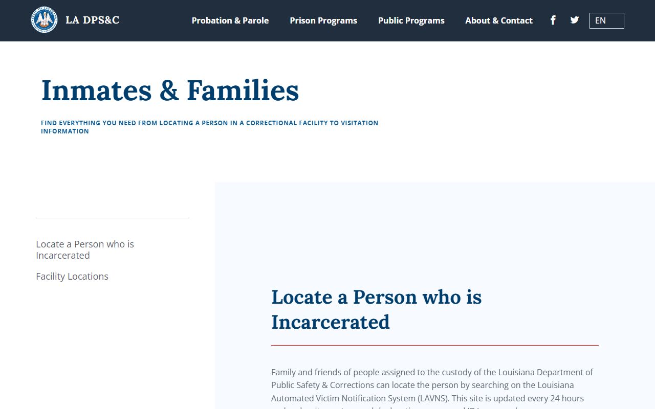 Vernon Parish inmate search Louisiana DOC offender information source