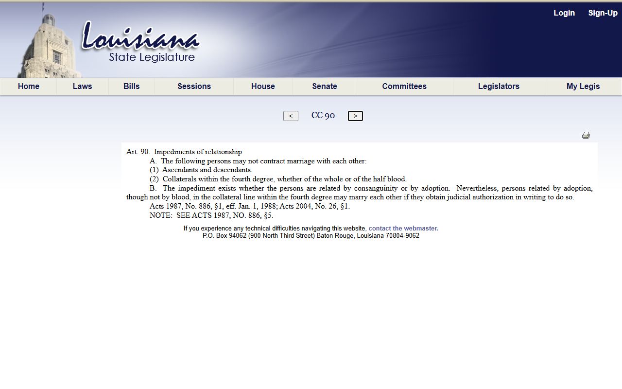 Vernon Parish marriage and divorce records Civil Code marriage impediments