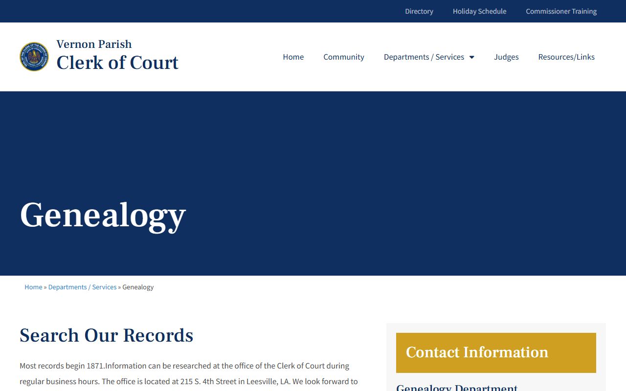 Vernon Parish probate records Clerk genealogy succession research