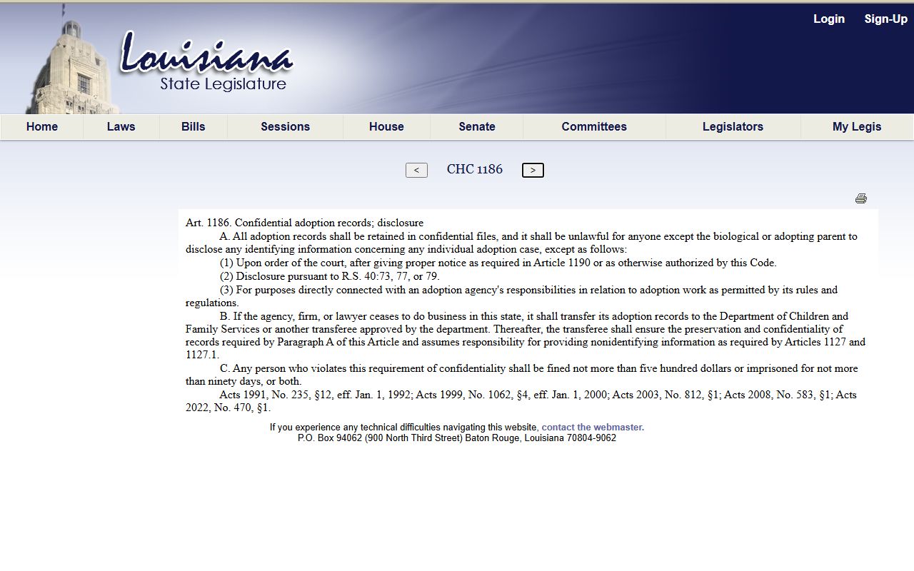 Vernon Parish probate records adoption confidentiality law