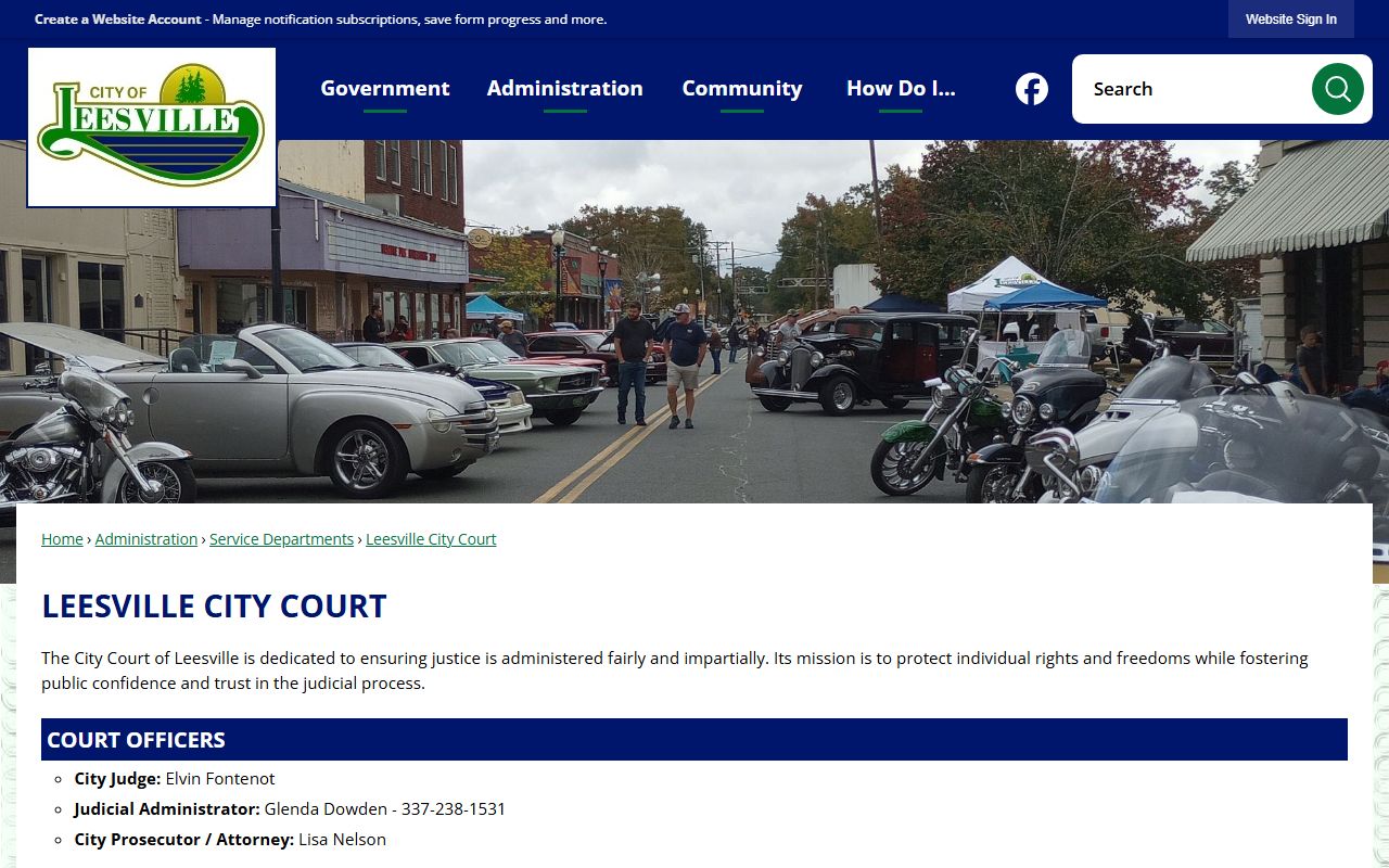 Vernon Parish traffic court records Leesville City Court page